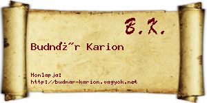 Budnár Karion névjegykártya